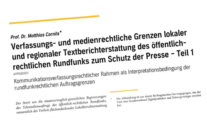 Aufsatz von Prof. Cornils in der aktuellen AfP