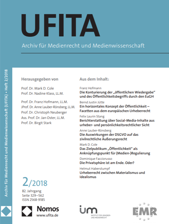 Beitrag in der neuen UFITA (Heft 2) erschienen